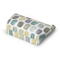 Watercolor Leaf Stamp Accessory Pouch w T-bottom in Teal